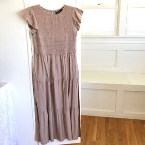 ZESICA Tiered A-Line Smocked Maxi Dress Women’s Size Large NWT